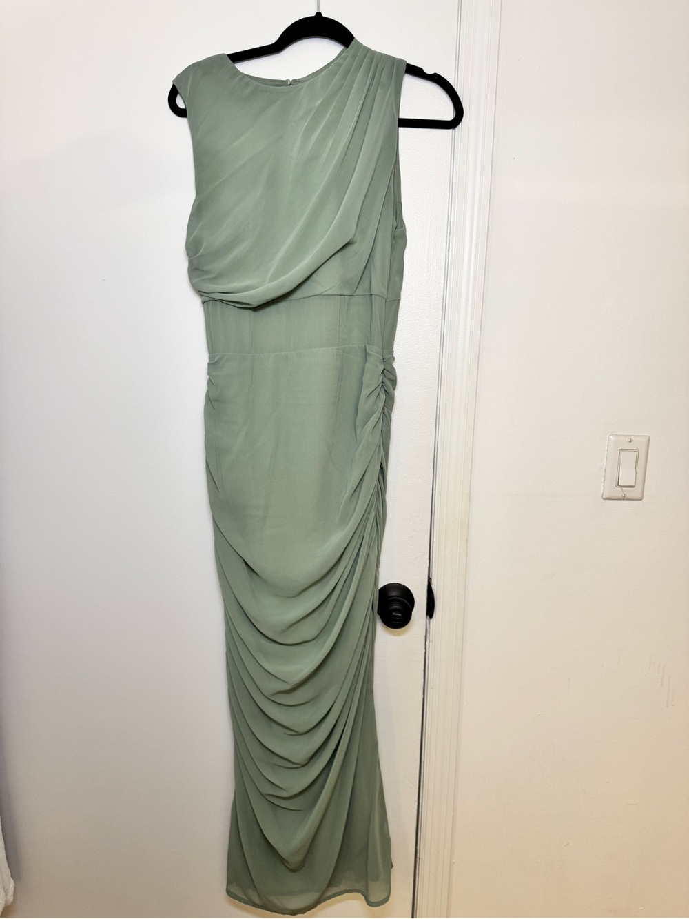 Abercrombie & Fitch One-Shoulder Sage Green Draped Gown